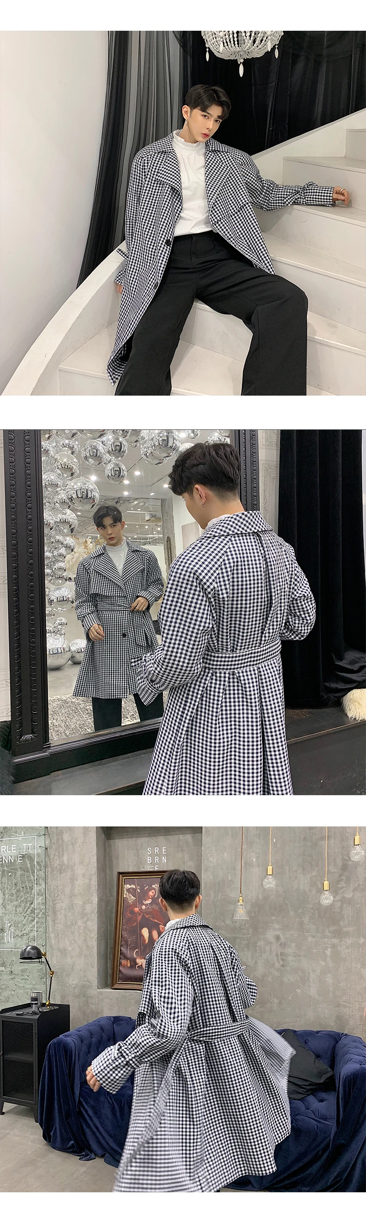 Мужской винтажный Модный клетчатый плащ, Япония, Harajuku, уличная одежда, мужской свободный длинный кардиган, ветровка, куртка