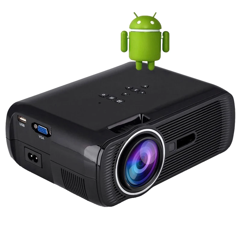 Wzatco Android 6.0 светодиодный мини-проектор домашнего кинотеатра 1800 люмен HD ЖК-дисплей