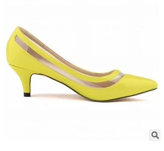 Yellow Heel Loslandifen/женские туфли на высоком каблуке; женские офисные туфли-лодочки на шпильке с острым носком; женские туфли на каблуке с вырезами; Eourpean; женская пикантная обувь ярких цветов - Цвет: Yellow Heel
