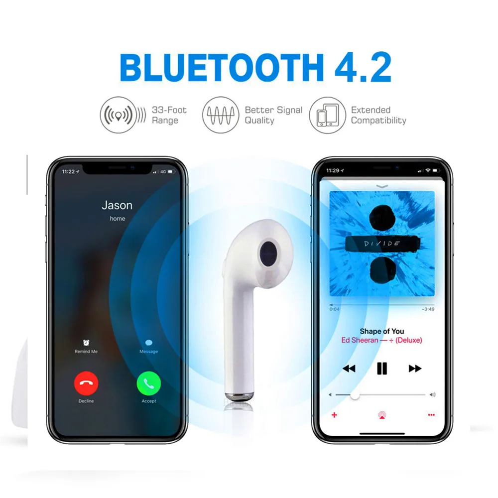 BCWH беспроводные наушники bluetooth i7 i7s tws гарнитура для iphone xiaomi huawei с
