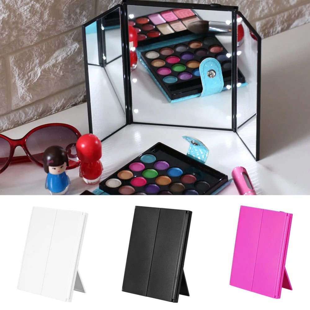 Новое складное портативное женское зеркало с 8 светодиодами косметическое для