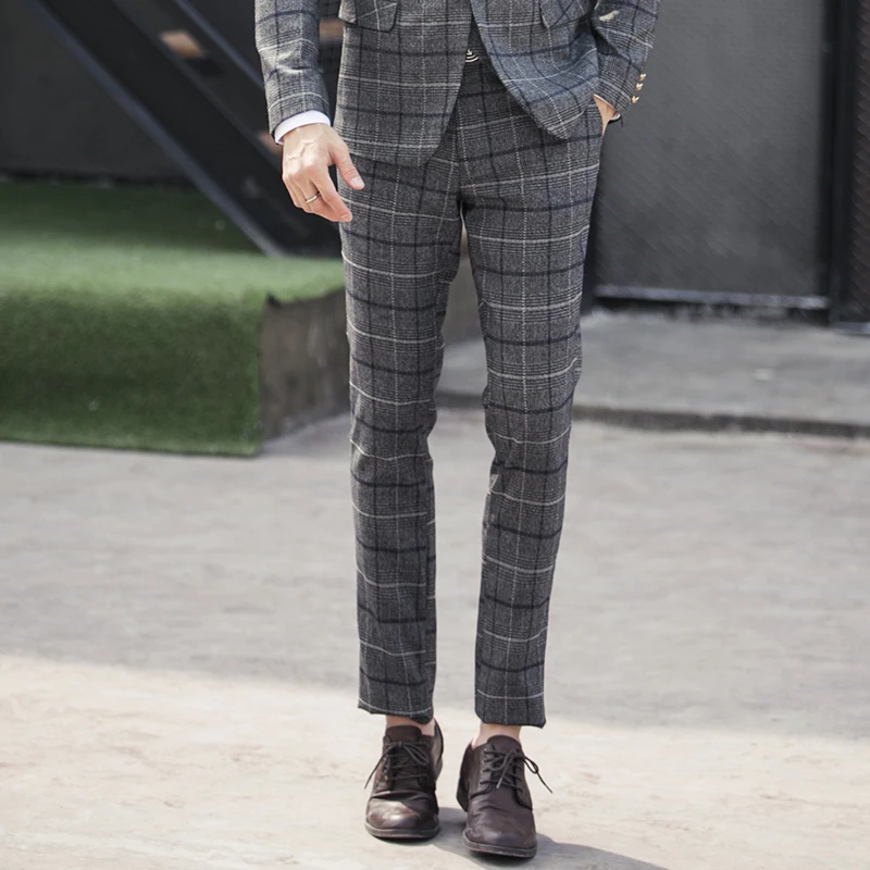 2017 модные дизайнерские облегающие мужские костюмы в Корейском стиле деловая