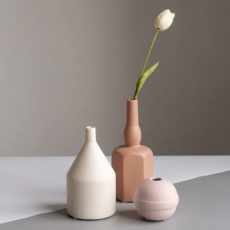 Простая Скандинавская керамическая ваза матовая твердая Morandi цветная зеленая