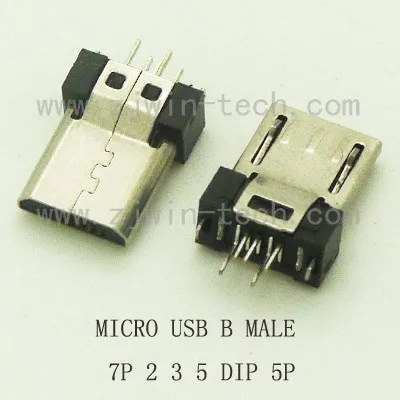 500 шт. Штекерный разъем Micro USB для пайки гнездо типа B 7 контактов 2 3 5 DIP с