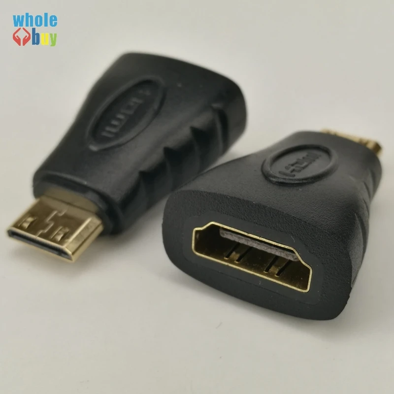 

100pcs/lot Centechia Selling Gold-Plated 1080P Mini Male HDMI To Standard HDMI Female Extension Adapter for PC HDTV HD Camera