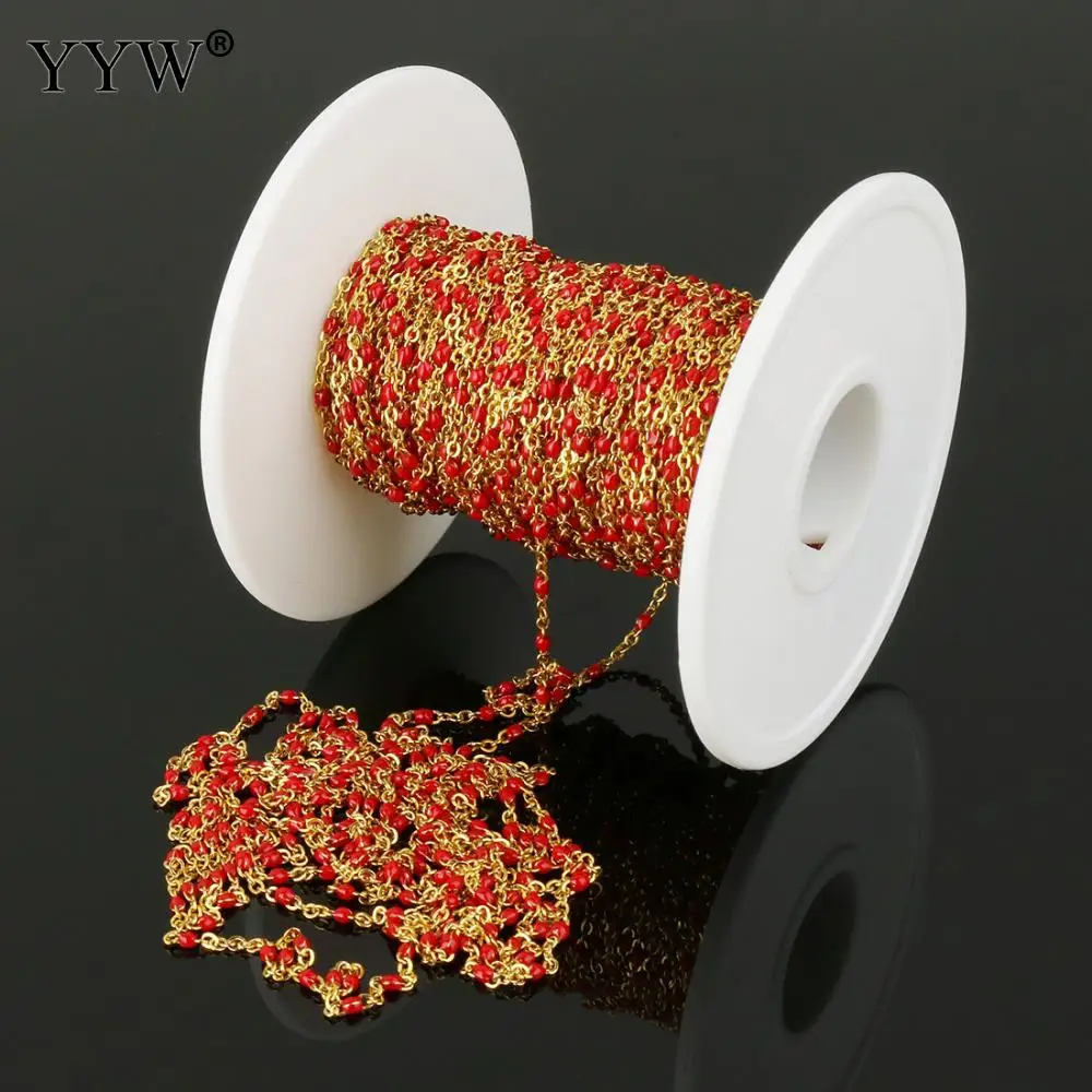 

Stainless Steel Oval Chain Korean With Plastic Spool Reel Bobbin Resin Lucite Gold Color Plated More Colors For Choice