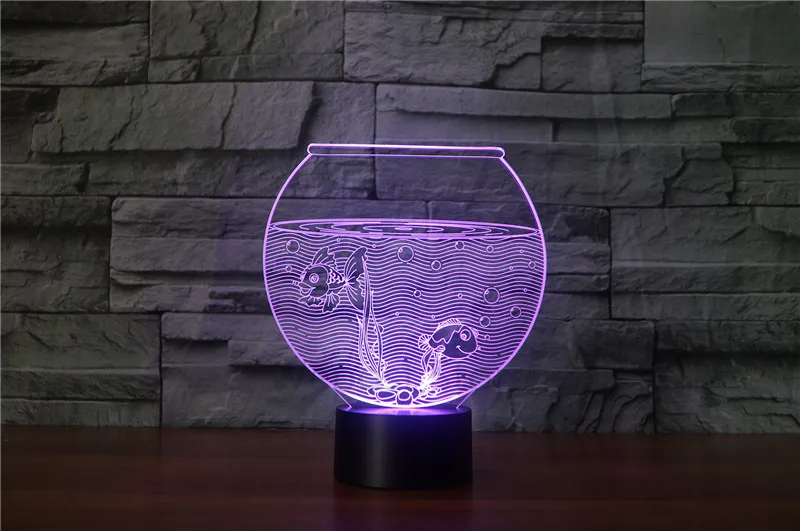 Креативный акриловый 7 цветов, меняющий 3D аквариум, светодиодный ночник для аквариума, настольная лампа для спальни, Современный домашний декор