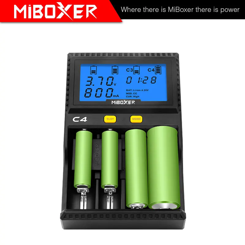 Новые miboxer C4 ЖК дисплей Smart Батарея Зарядное устройство для литий ионных IMR ICR LiFePO4