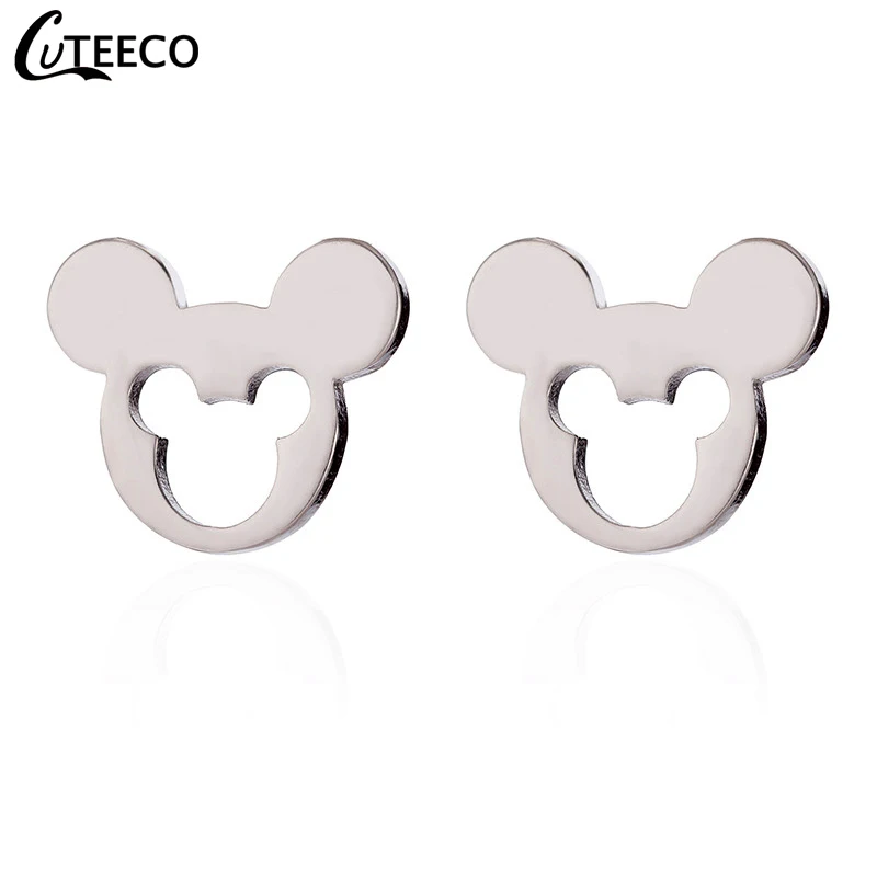 CUTEECO Роскошные циркониевые серьги-гвоздики с Микки и Минни, Кристальные брендовые серьги для женщин, детей, девочек, модные ювелирные изделия, подарок