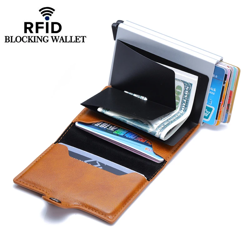 Оптовая продажа держатель для карт двойная коробка RFID Блокировка алюминиевая