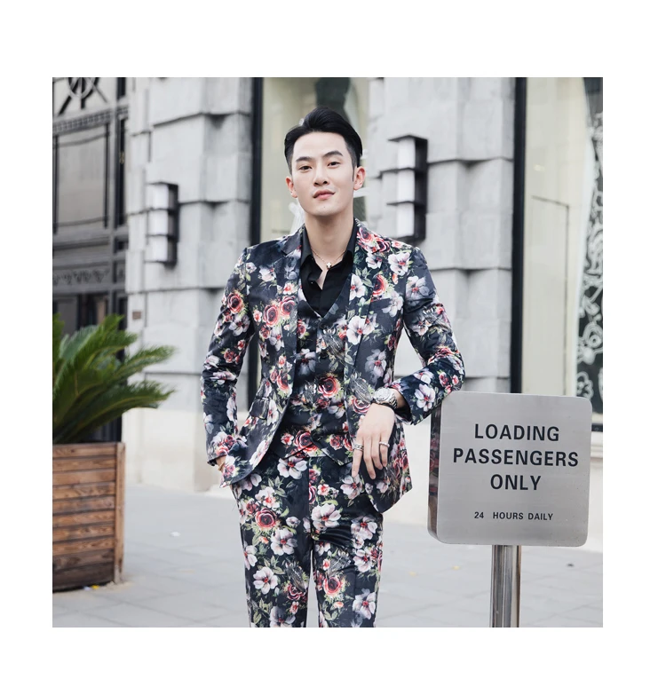 3 шт. костюм мужской цветочный костюм Abito Uomo Cerimonia костюм Mariage Homme повседневный мужской костюм деловой смокинг приталенный костюм