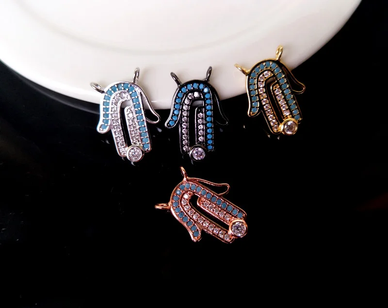 

10Pc CZ crystal Plam Connector,Double Bails Charm,CZ zircon Micro pave Pendant Charm,Jewelry Finding DIY Bracelet necklace CT154