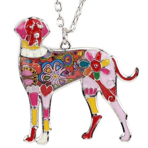 Bonsny Массивное колье из металлического сплава с эмалью Great Dane, колье на цепочке, подвеска на воротнике, новинка, модные ювелирные изделия с эмалью для женщин - Окраска металла: Red