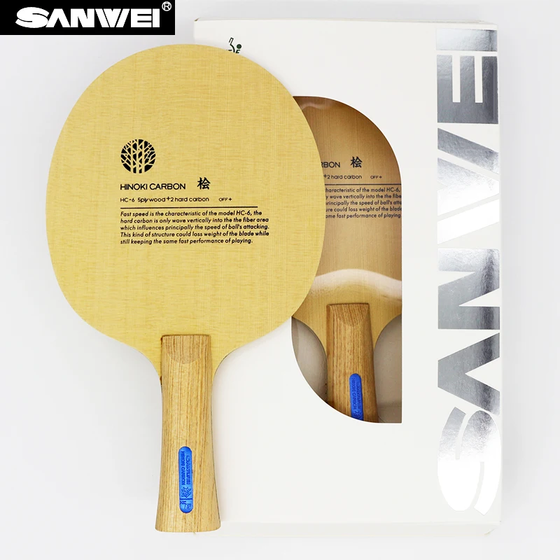 Углеродное лезвие для настольного тенниса SANWEI HC6S Hinoki пинг понга летучая мышь