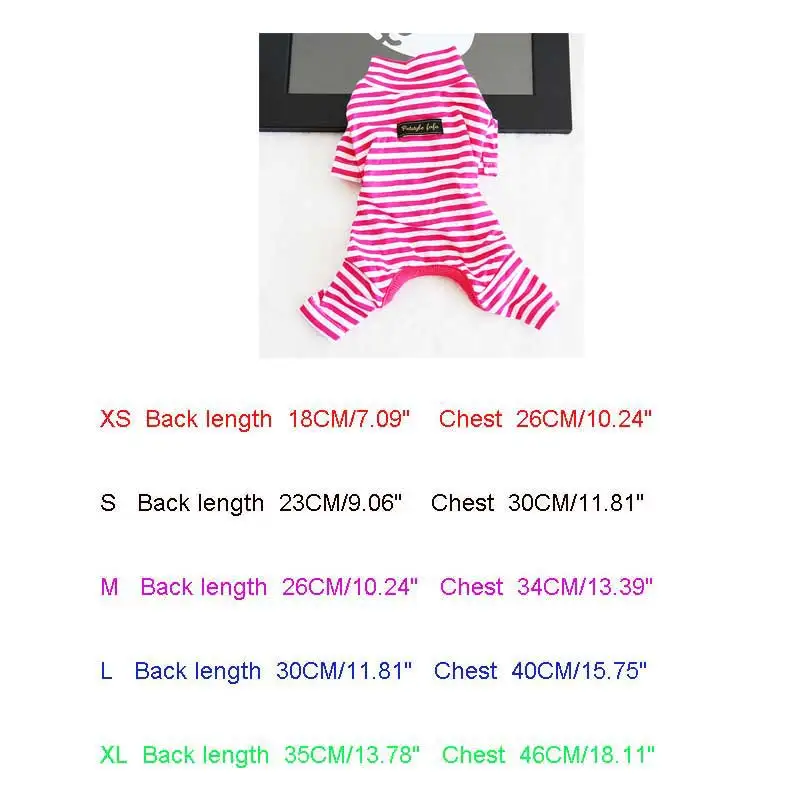 Rose Red jumpsuit Жилетка в полоску для собак, комбинезон для собак, футболка для собак, весенне-летняя одежда для щенков, кошек, Тедди, четыре ноги, одежда XS M L XL DOGGYZSTYLE - Цвет: Rose Red jumpsuit