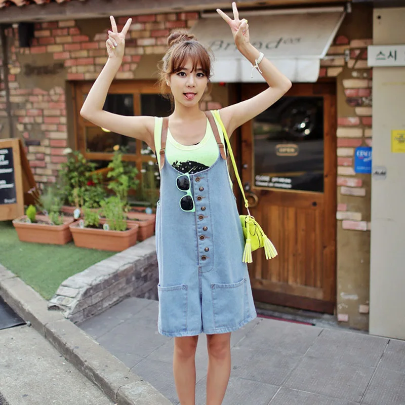 Женский джинсовый комбинезон повседневный на бретелях из денима лето 2021|pants