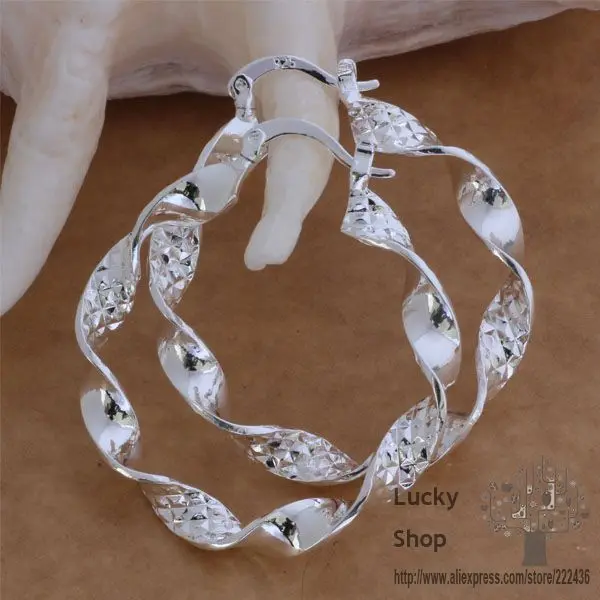 AE083 Silver plated earrings silver fashion jewelry Twisted empty flower /bauajsba dklambsa | Украшения и аксессуары