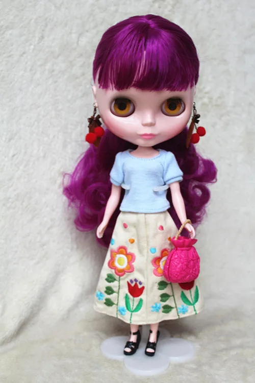 Кукла Blygirl Blyth телесная кукла фиолетовая челка волосы 30 см обычные куклы для смены