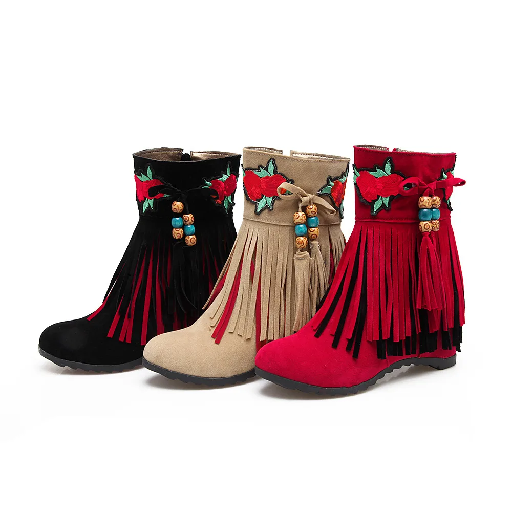 Женские ботинки красные черные абрикос плюс большой размер 10 Высокое качество