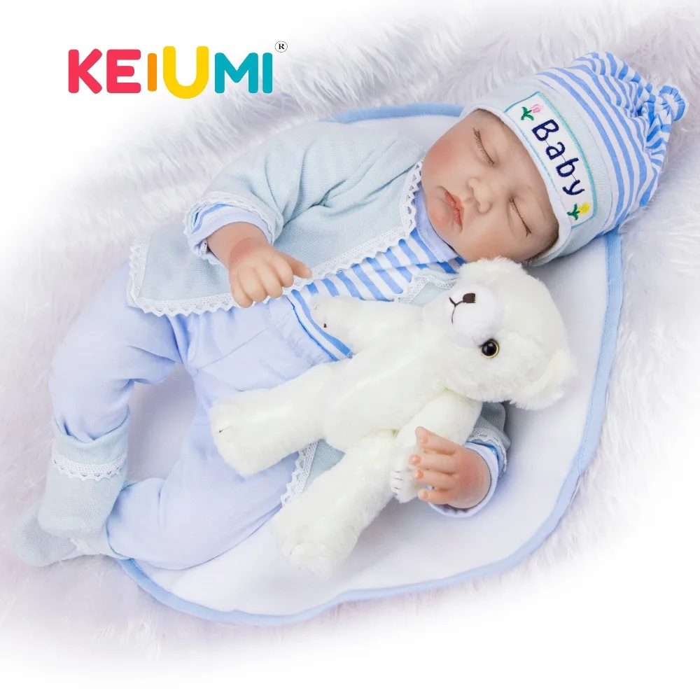 

22 Inch KEIUMI Stuffed Dolls Soft Silicone Doll Reborn Real Like Sleeping Dolls reborn Baby Girl Playmate For kids Birthday Gift