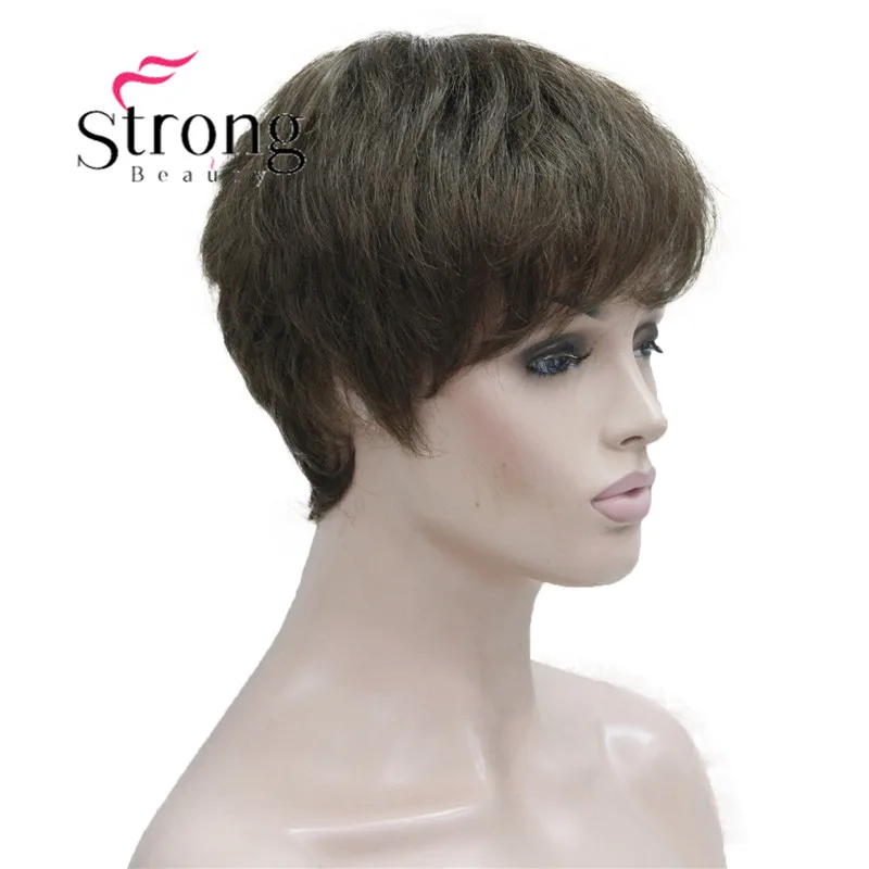10 Lt Brown StrongBeauty синтетический маленький мононити Топ легкий светлый клубниковый коричневый, блонд смешанный блонд женский короткий парик - Цвет: 10 Lt Brown