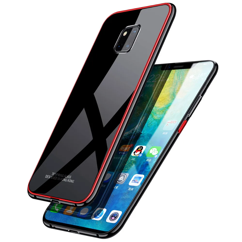 Роскошный Алюминиевый металлический бампер для Huawei Mate 20 Pro прозрачный стеклянный