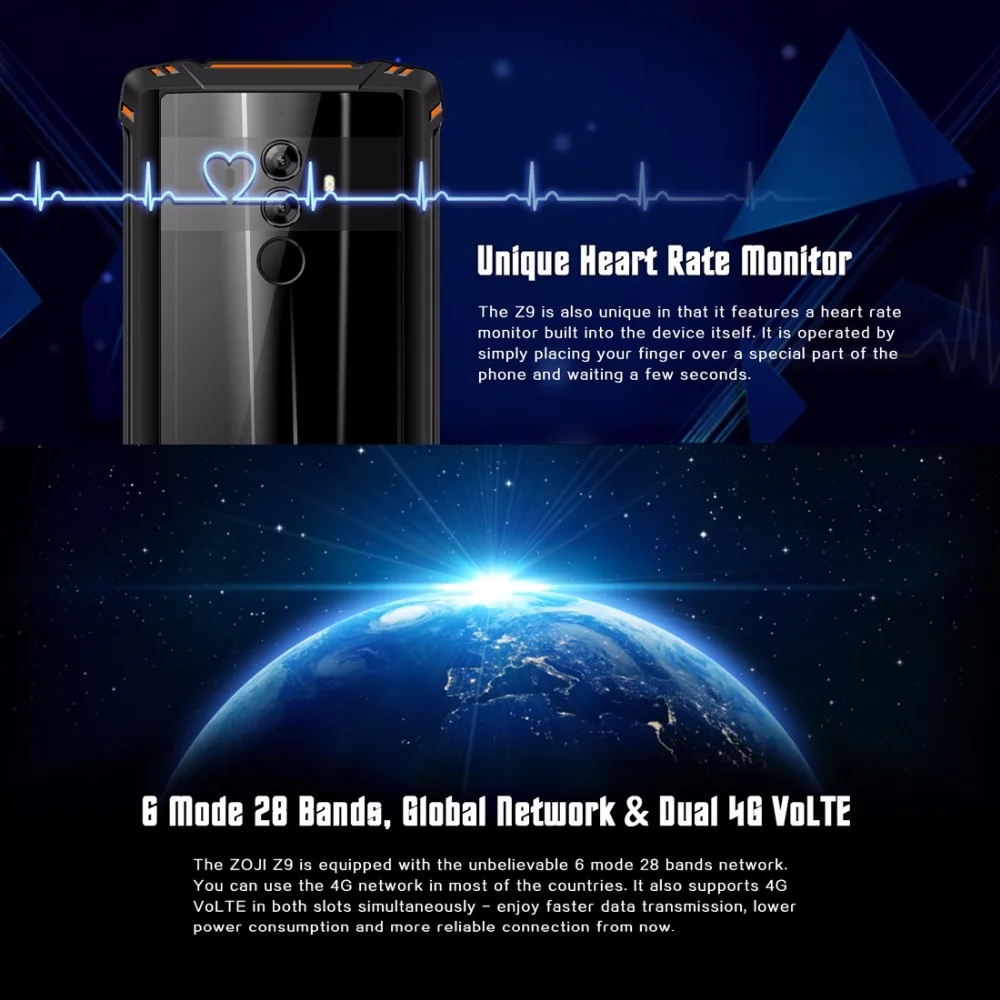 HOMTOM зоджи Z9 6 ГБ 64 Гб IP68 5500 мА/ч, Водонепроницаемый мобильного телефона сердечного ритма андроид 8,1 5,7 дюймов Face ID отпечатков пальцев 4G смартфон