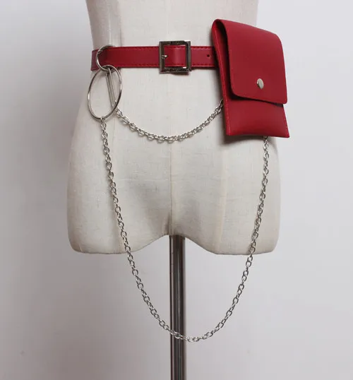 10.5X13cm bag size Женская Кожаная Мини сумка на пояс с заклепками и цепочками, роскошная брендовая модная черная бежевая красная - Цвет: 10.5X13cm bag size