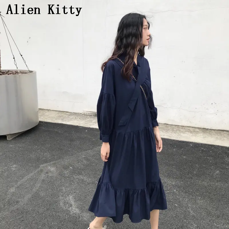 Осеннее женское платье с рукавами бабочками Alien Kitty свободное Повседневное до