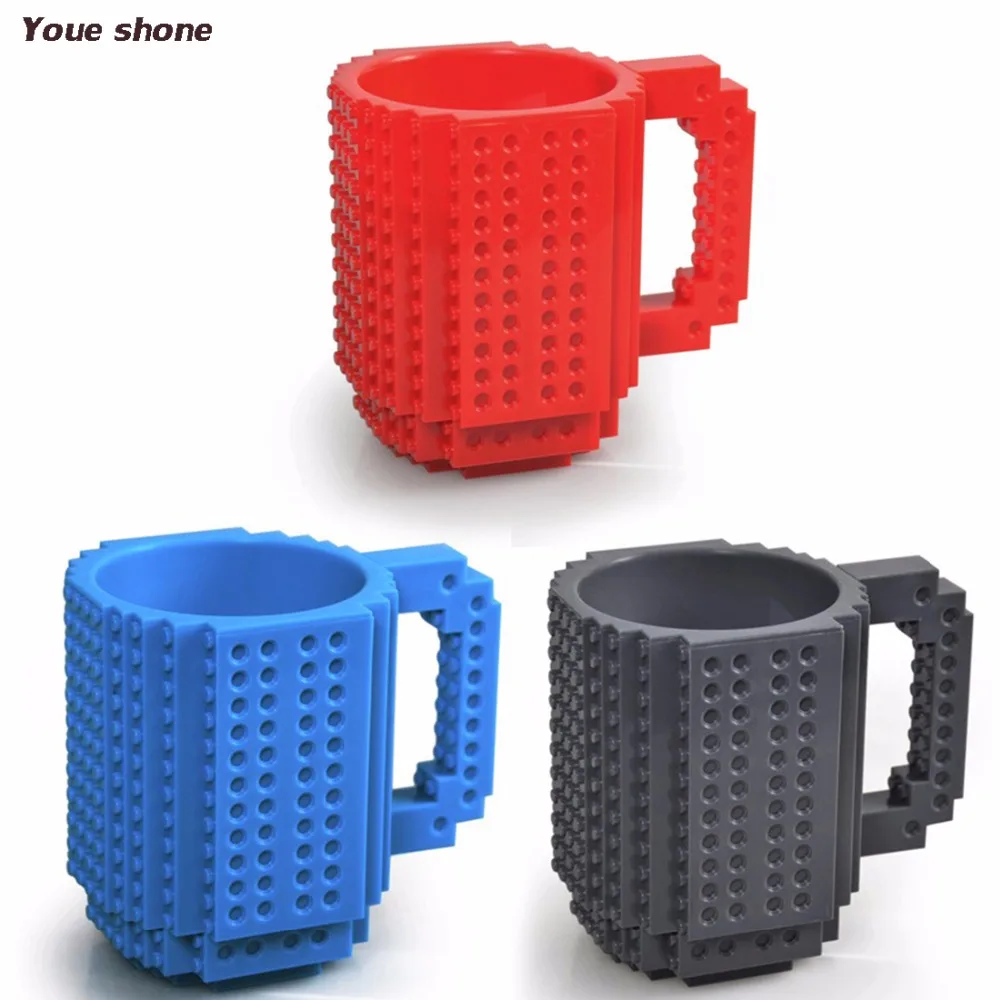10 Colors 12oz Build-On Brick Mug Lego Type Building Blocks Coffee Cup DIY Block Puzzle Portable Drinkware Drinking | Дом и сад