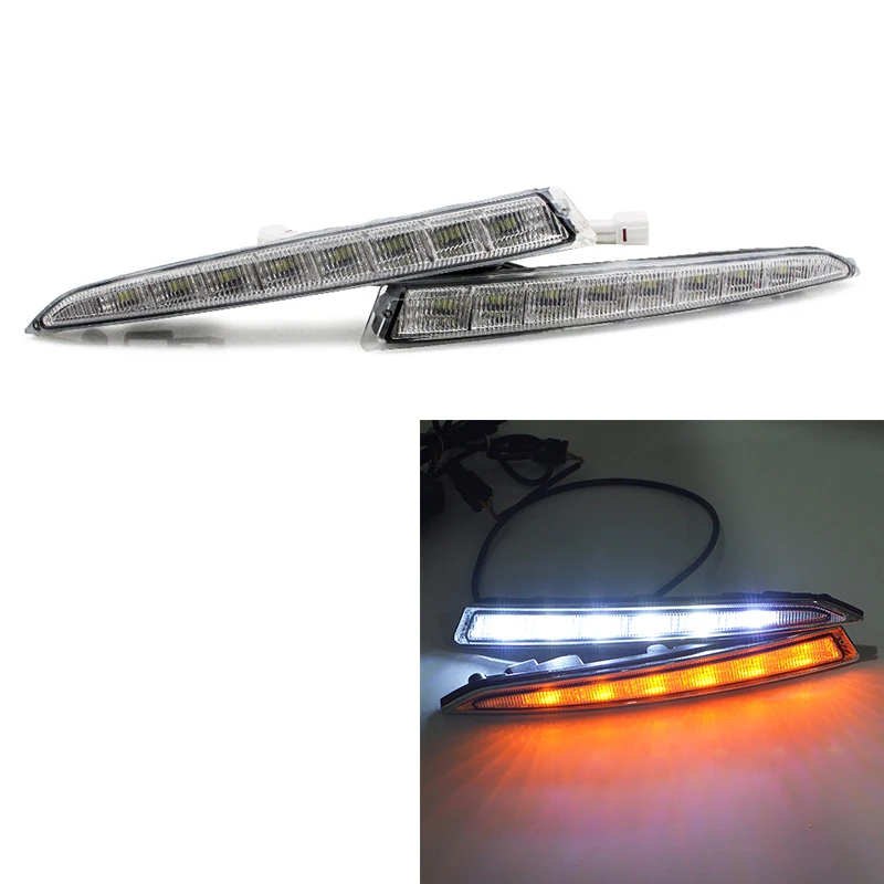 Yellow White Light 2 шт. Водонепроницаемый Автомобильный светодиодный дневной ходовой светильник Drl Дневной светильник для Ford Kuga Escape 2012 2013 с противотуманной лампой - Цвет: Yellow White Light