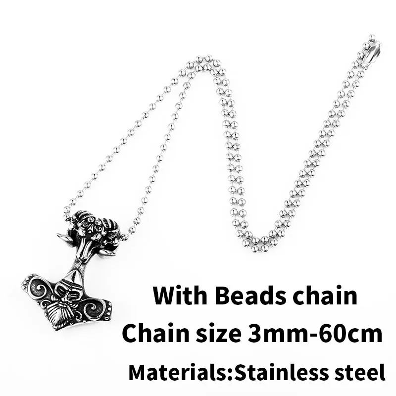 with bead chain Стальной солдат уникальные продукты ожерелье с кулоном викинга из нержавеющей стали высокого качества Модные мужские ювелирные изделия - Окраска металла: with bead chain
