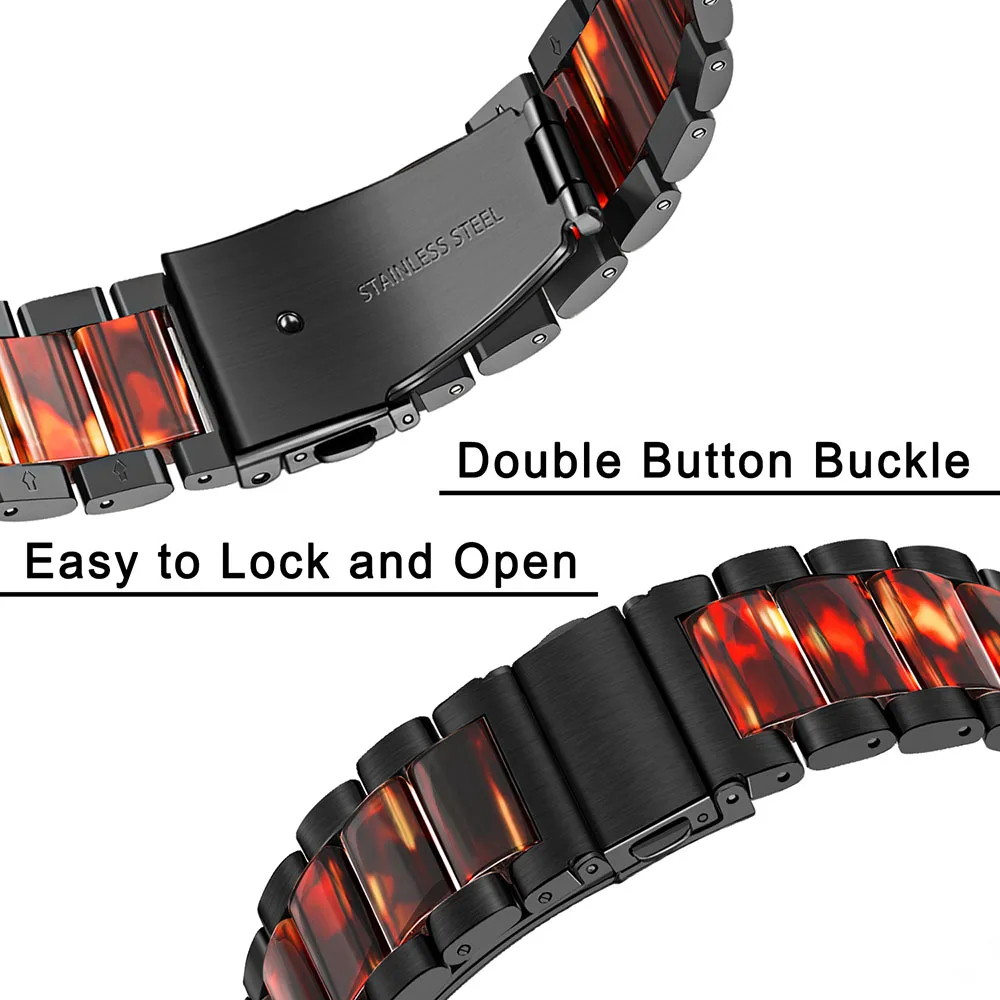 Ремешок для часов из нержавеющей стали и смолы для huawei Watch GT/Honor Magic TicWatch Pro/E2/S2, быстросъемный ремешок, браслет