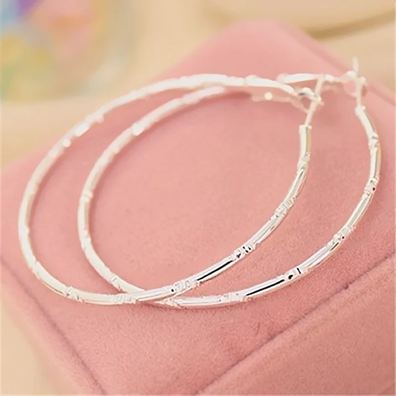 silver Женские модные большие серьги-кольца с узором для девушек, пикантные серьги, аксессуары, увеличенные серьги-кольца, ушные петли, Гладкий Круг - Окраска металла: silver