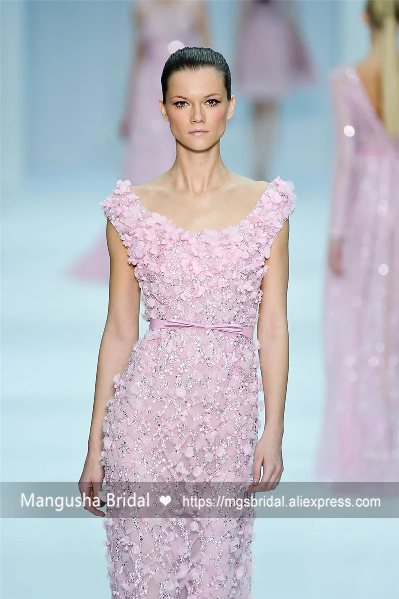 2017 Новый Дизайн Розовый Рукавов О-Образным Вырезом Вечернее Платье Роскошный