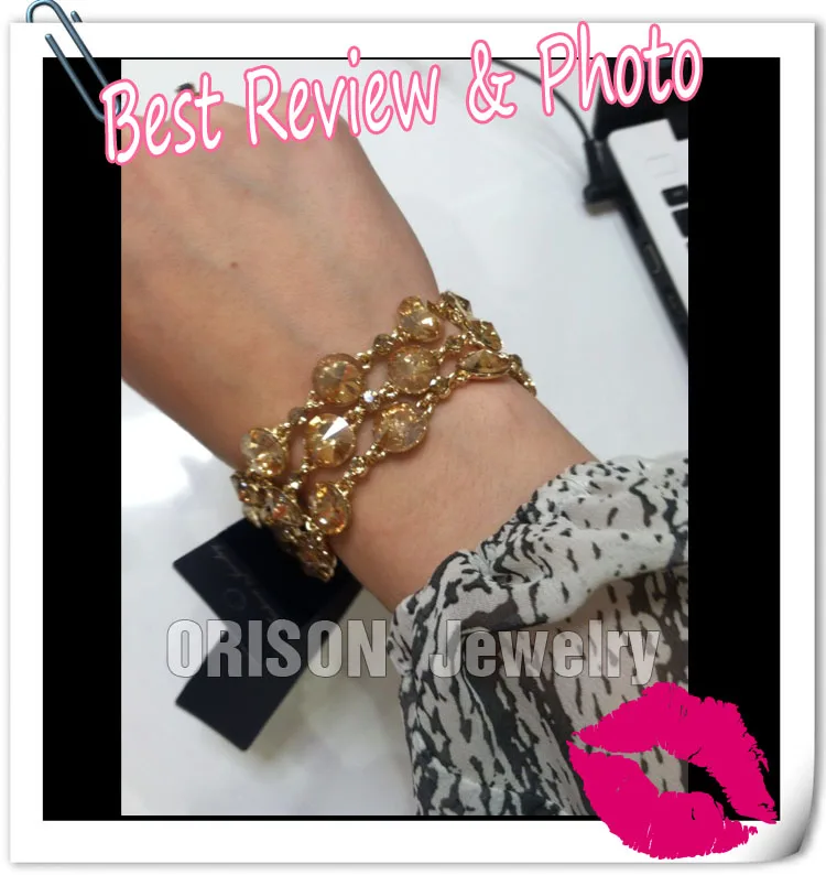 Женский браслет OCESRIO широкий с кристаллами на цепочке серебряного цвета для