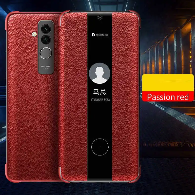 RED Smart Touch Window View Genuine Leather Flip Cover Case For Huawei P30 P20 lite Mate 9 10 20 Pro Phone Case For Huawei P10 Plus - Цвет: RED
