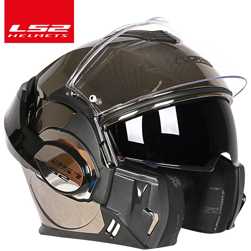 LS2 FF399 откидной шлем с двойными линзами мотоциклетные шлемы ls2 задний somersault|helmet