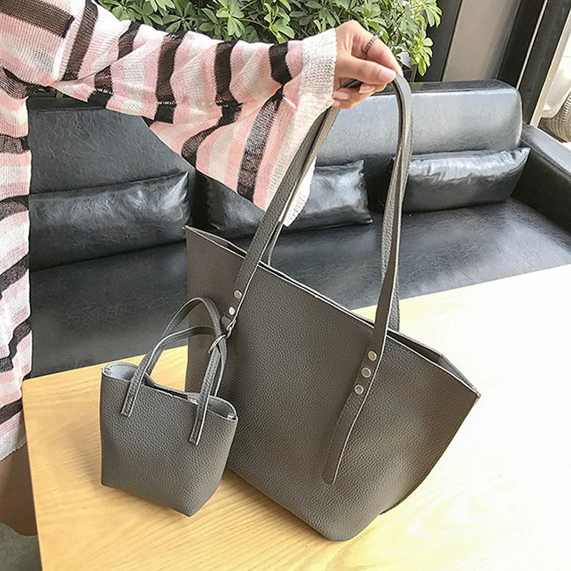 4 шт./компл. сумки женские большой емкости шаблон кожаная сумка через плечо +