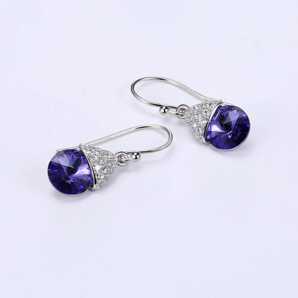Romantic Purple Crystal Water Drop Earrings S925 Sterling Silver Jewelry Cute Mushroom Dangle For Women Girls Jewellery | Украшения и