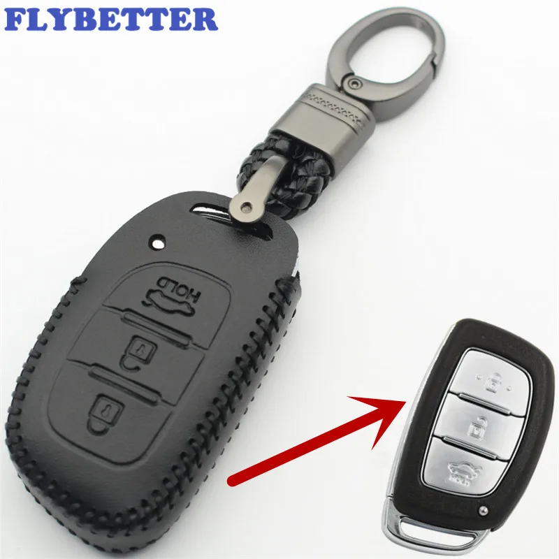 Брелок FLYBETTER из натуральной кожи с 3 кнопками чехол для смарт ключа Hyundai