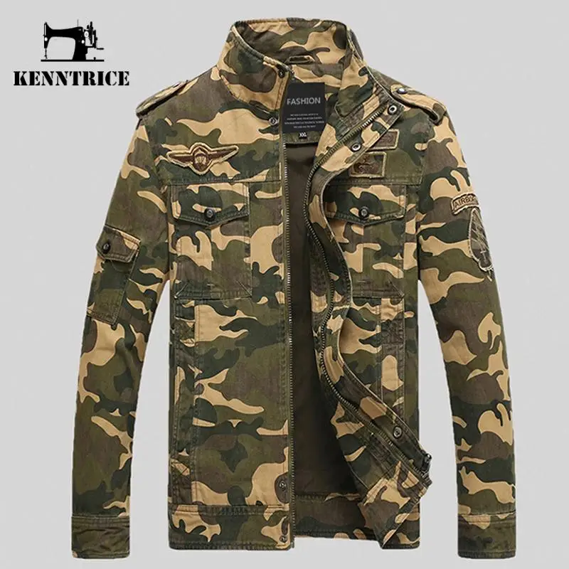 Kenntrice камуфляж куртка мужская хлопок военный мужской джинсовые куртки весна