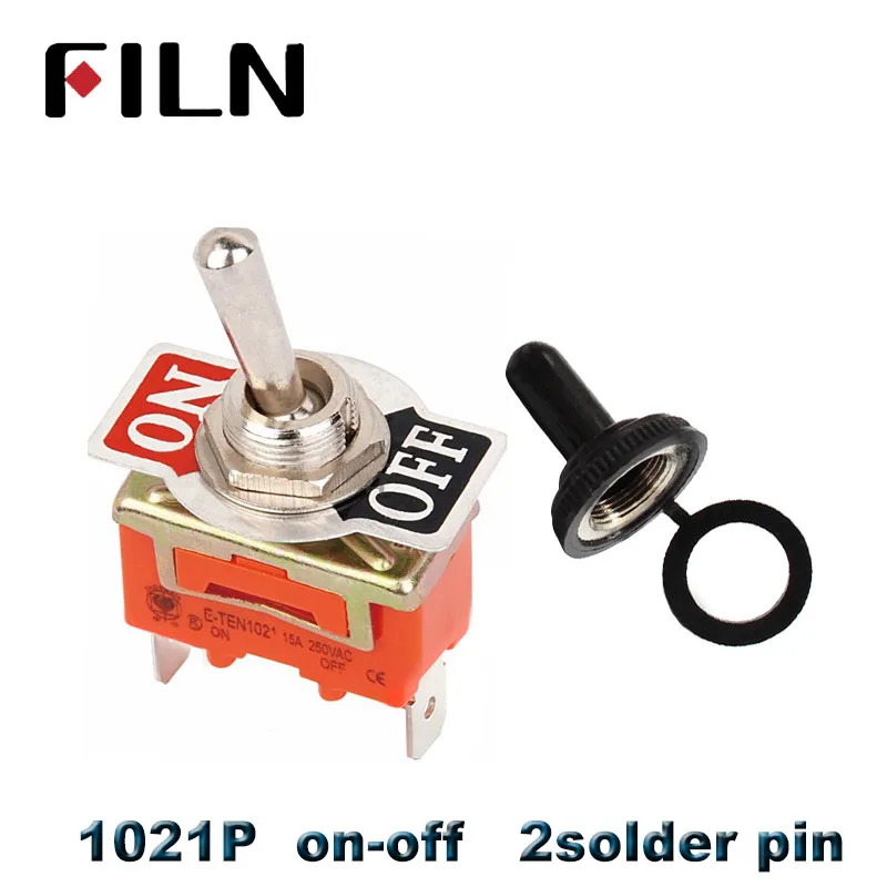 1021P ON-OFF 15A 250V ВКЛ.-ВЫКЛ. Вкл.-ВЫКЛ.-ВКЛ. SPST SPDT DPDT рокер питания тумблер Водонепроницаемый Колпачок - Color: 1021P ON-OFF
