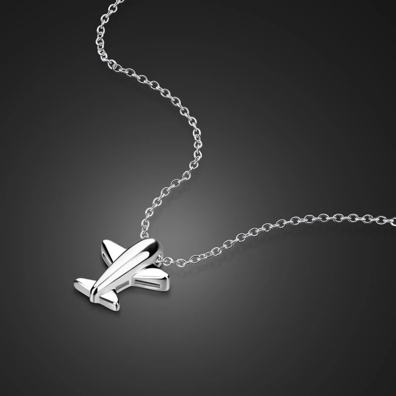 Женское колье из серебра 100% пробы с подвеской в виде самолета|Ожерелья| |