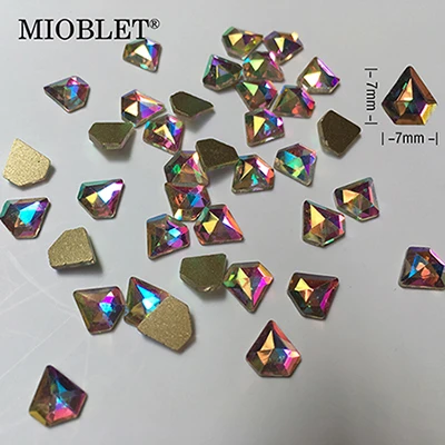 Size(7x7mm) 10 шт Кристальные AB 3D Стразы для дизайна ногтей, драгоценные камни с плоской обратной стороной, сделай сам, украшения для маникюра, алмазные украшения, различные формы для ногтей - Цвет: Size(7x7mm)