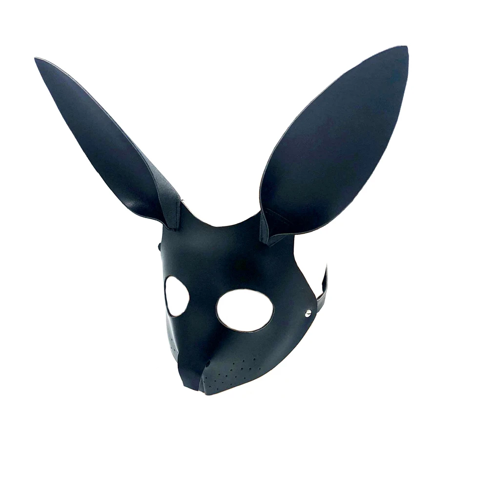 

Cosplay Lovely Rabbit Mask Adults Games BDSM Bondage Leather Restraints Open Eye Mask For Masquerade Ball Carnival Party Sex Toy