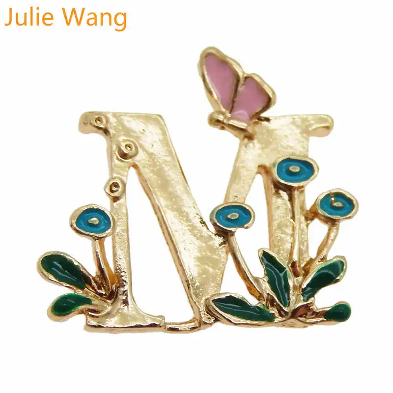 Julie Wang, 6 шт., золотой тон, A-Z, 26 букв, эмаль, красочные афабецы, подвески, ожерелье, подвеска, серьги, сделай сам, аксессуары для изготовления ювелирных изделий - Окраска металла: M