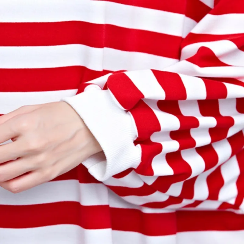 CHICEVER/Полосатые платья больших размеров с круглым вырезом и рукавами летучая мышь