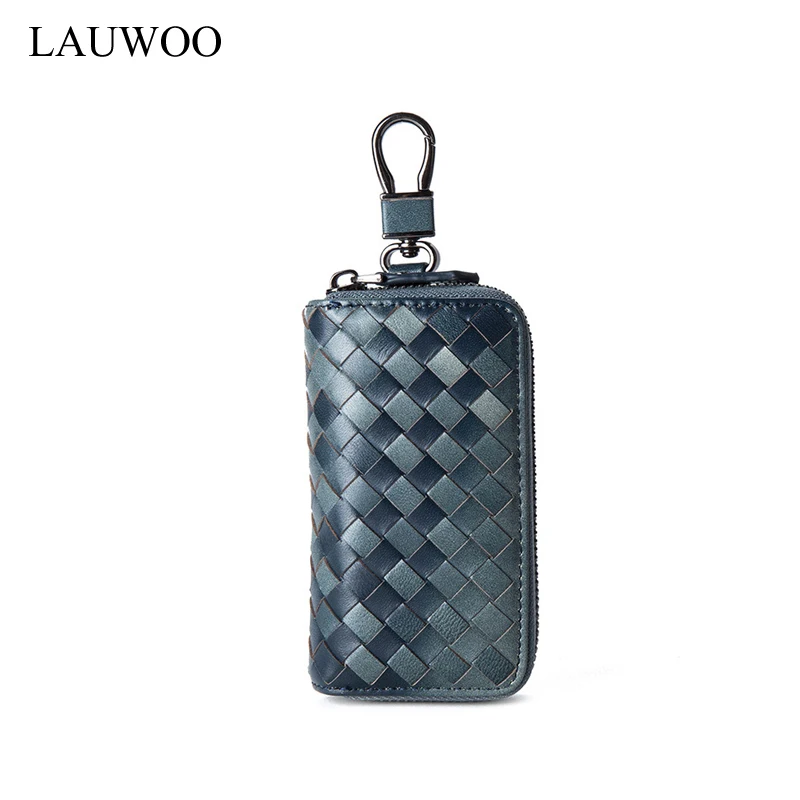 Lauwoo Одежда высшего качества Пояса из натуральной кожи ZIPPE Вязание Key Holder кошелек