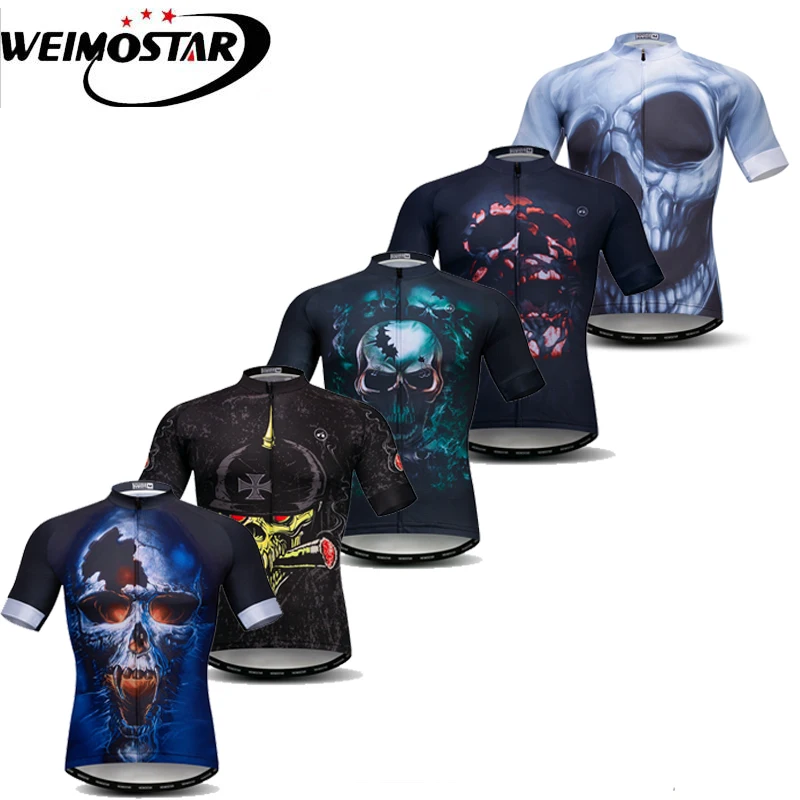 Weimostar Skull Велоспорт Джерси с коротким рукавом для мужчин дышащий горный велосипед